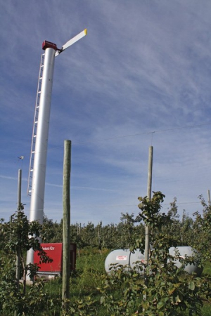 David Rennhack says wind machines saved at least a part of his crop last year. He had three machines, but after the freezes, he bought five more. Photo by Richard Lehnert 