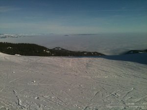 Enjoy the sun above the clouds at Mission Ridge during the Tree Fruit Ski Day. 