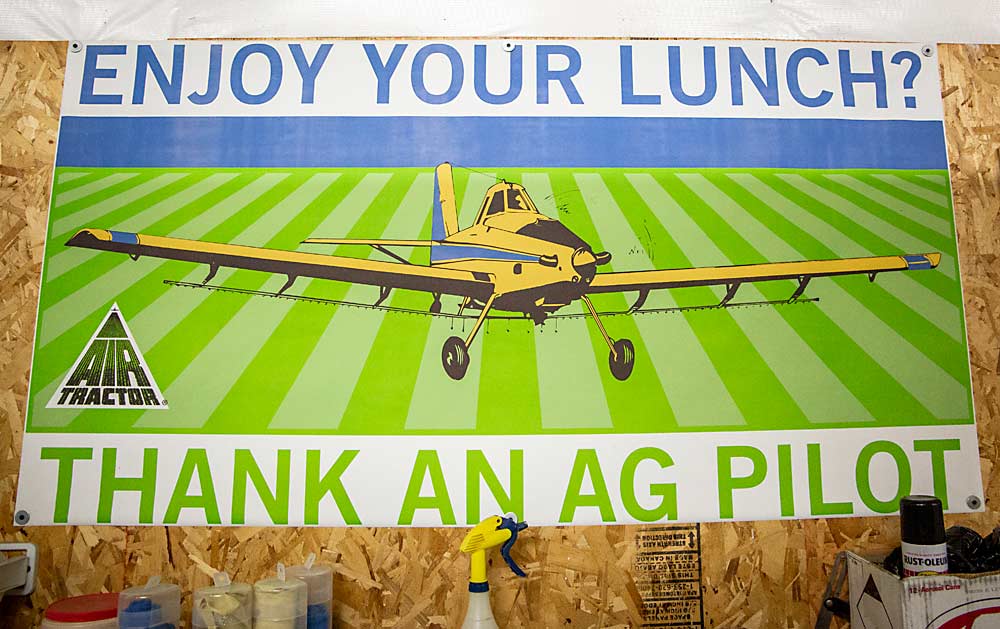 A sign at Quincy Flying Service. (Ross Courtney/Good Fruit Grower)