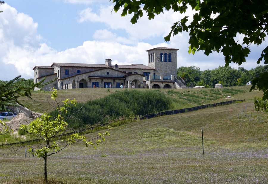 The stone Mediterranean-style villa beckons visitors to Mari Vineyards in northwest Lower Michigan. The winery officially opened for business in June. (By Leslie Mertz)