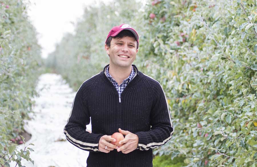 Rob Blakey in a Pasco, Washington orchard on October 13, 2016. Blakey, the second extension specialist hired through Washington State University endowment funding. He specializes in postharvest issues. (TJ Mullinax/Good Fruit Grower)