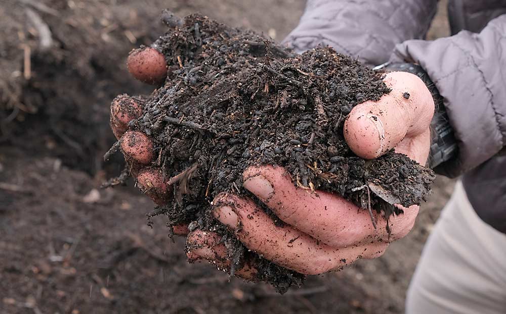 Niner Wine Estates has an extensive composting program that includes adding organic matter it made from old grape skins and stems. (Courtesy Niner Wine Estates)