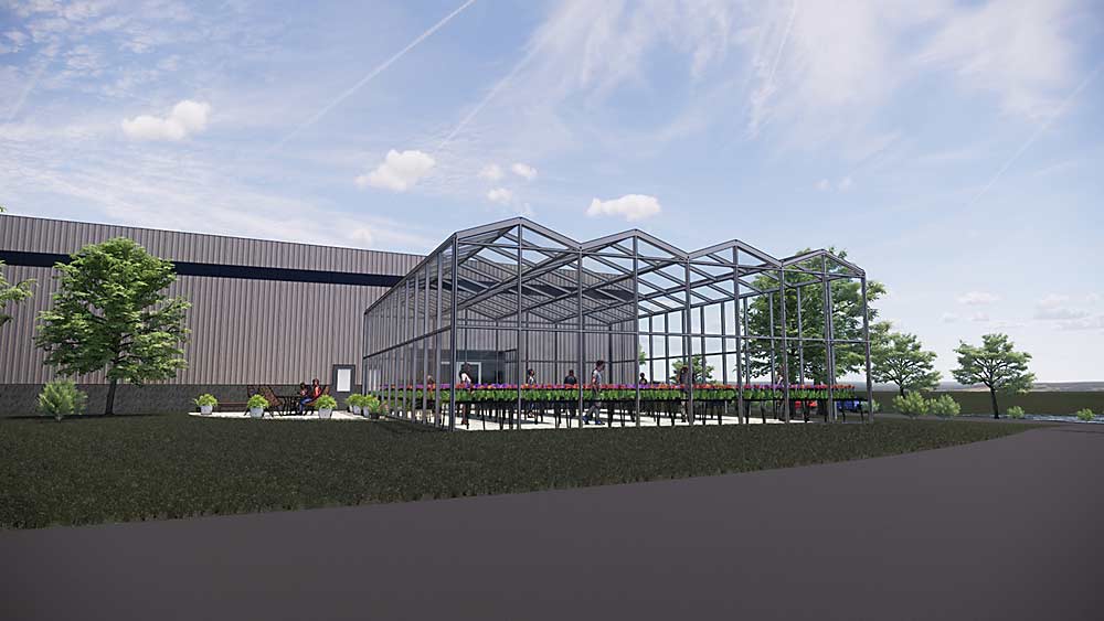 An illustration showing Dramm's new research greenhouse, expected to open this fall.  (Courtesy of Dramm)