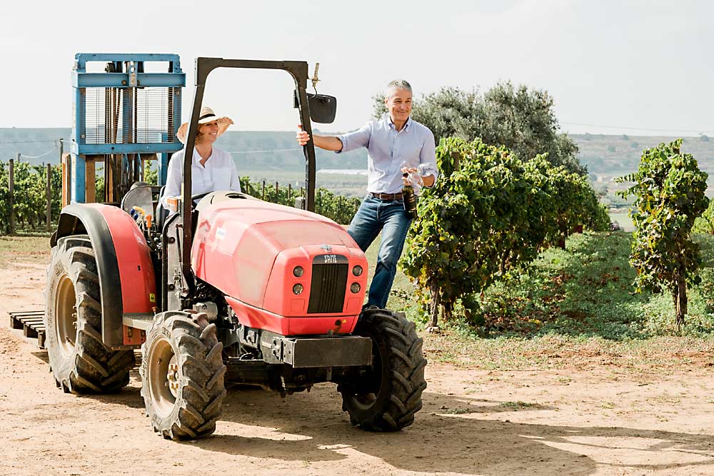 In 2001, brother-sister team Marina and Stefano Girelli, shown in this marketing photo, purchased Santa Tresa, a vineyard in Sicily, Italy, that dates back more than three centuries. Today, they use organic and sustainable practices to produce a variety of fine wines. (Courtesy Santa Tresa vineyard)