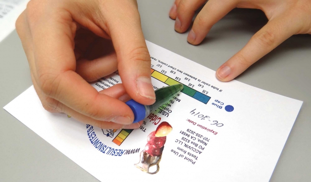 Colorimetric test kits that measure titratable acidity are easy to use. Those designed for hard cider measure malic acid and need no conversion as do ones made for the wine industry. (Courtesy Washington Tree Fruit Research Commission)