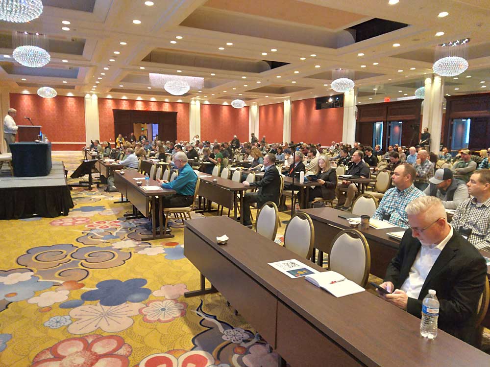 Day 1 of the International Fruit Tree Association’s 66th annual conference and tours in Grand Rapids, Michigan, began with presentations on the conference theme — “Resiliency: Adapting and Thriving in a Challenging Future.” The conference runs Feb. 12–15. (Matt Milkovich/Good Fruit Grower)