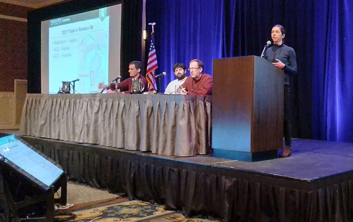 Michigan State University Extension specialist Anna Wallis discusses chemical thinners at the International Fruit Tree Association’s annual conference in Pennsylvania on Feb. 15. (Matt Milkovich/Good Fruit Grower)