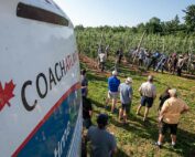 The International Fruit Tree Association visited Lutz Family Farm on day two of its summer tour of Nova Scotia, Canada. The Lutz family discussed rootstocks, thinning, and Ambrosia production and pruning. (TJ Mullinax/Good Fruit Grower)