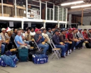 Great Lakes Agricultural Labor Services provides training and orientation to incoming workers immediately upon arrival, as they did here, on the Leitz brothers’ farm near Sodus, Michigan on June 27, 2015. (Courtesy Fred Leitz)