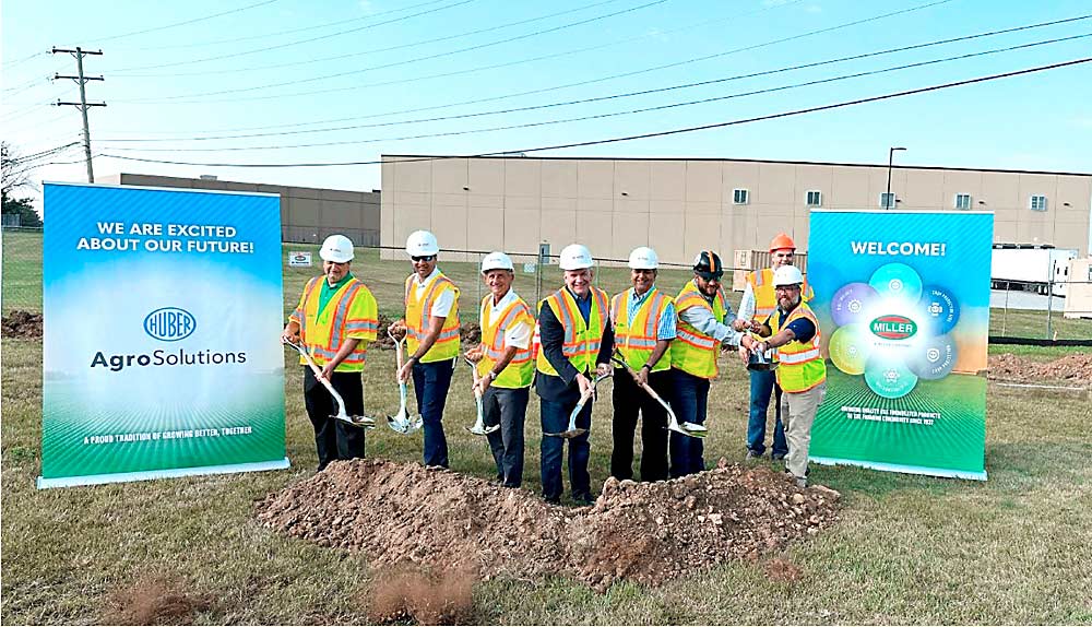 Huber company officals take part in a groundbreaking ceremony on Aug. 9 at the Miller site in Hanover, Pennsylvania. (Courtesy Huber AgroSolutions)