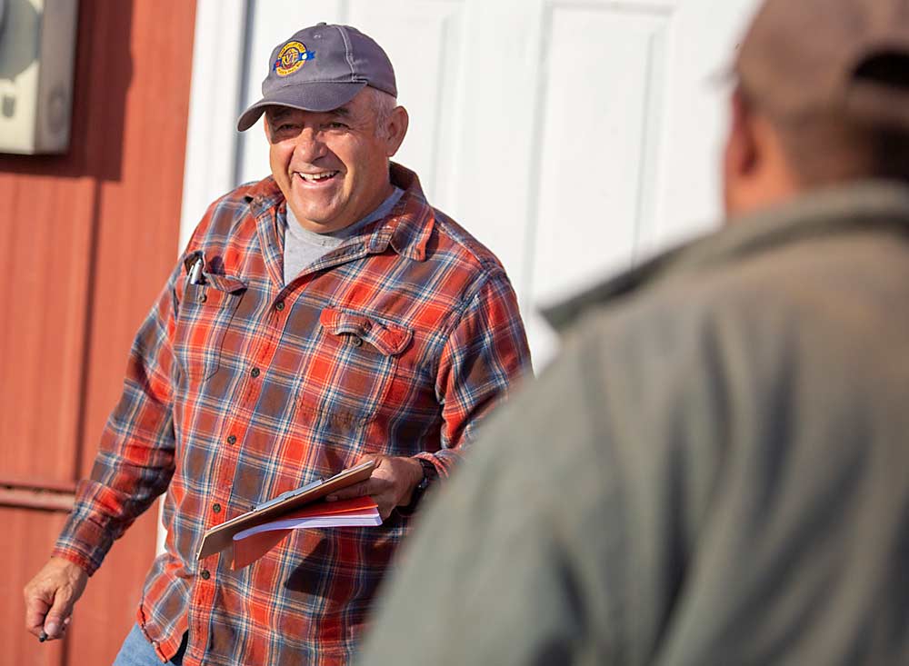 Lupe Muñoz, farm manager at River Valley Orchards in Washington’s Yakima Valley, says his crews complained when the company pared work hours to 40 per week in 2020. (Ross Courtney/Good Fruit Grower)