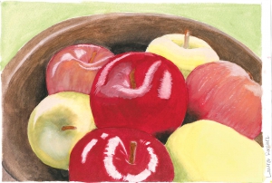 Laura Ramirez won the grand prize in the Year of the Apple Art Contest with this painting.