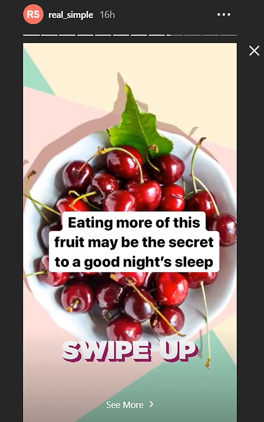 An example of an Instagram story using cherries. (Courtesy James Michael/Northwest Cherry Growers)