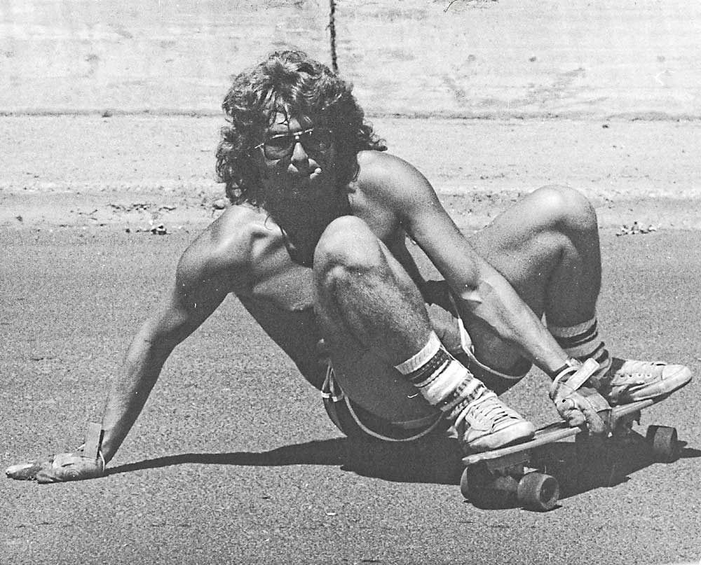 Craver, who grew up in Southern California, shows off a few skateboarding moves at the Washington State University Pullman campus in this 1979 photo.  (Courtesy Dain Craver)