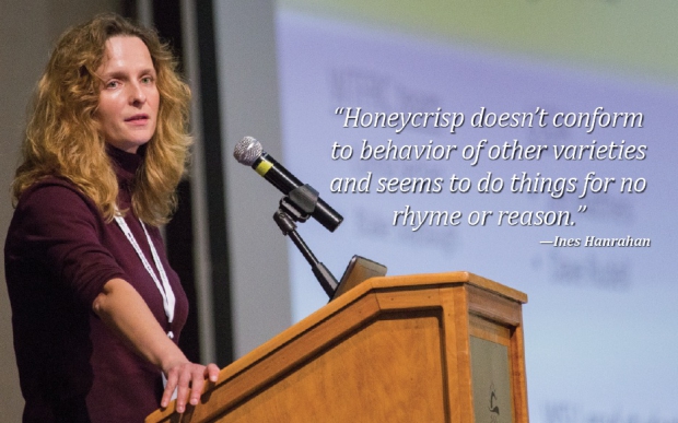 Ines Hanrahan during the Honeycrisp session at the Washington State Horticultural Association’s annual meeting in Kennewick, Washington on December 3, 2014. (TJ Mullinax/Good Fruit Grower)