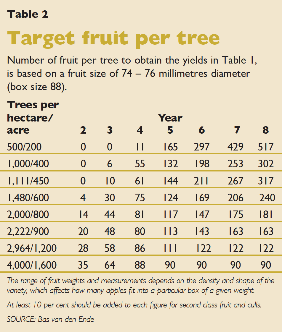 كم رطل من محصول الفاكهة لكل شجرة
