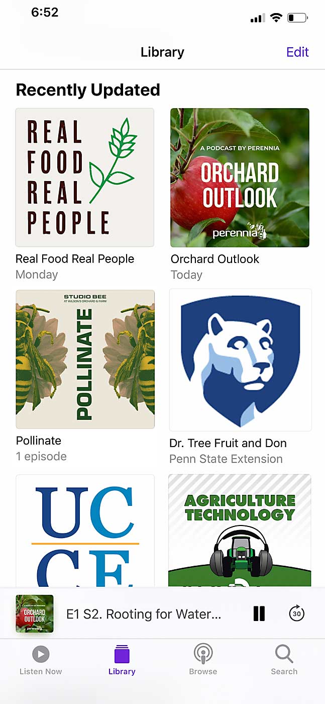 Several podcasts related to agriculture and tree fruit can be found by searching for key terms in a podcast app on your smartphone, tablet or computer. Here are a few we found in Apple’s podcast application, all created by extension programs, agriculture advocates and growers.