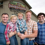 From left, Daniel Jackson, David and Jonathan Muxlow, Andy Muxlow, and Wade Jackson at the Family Tree Farms Research Center in Reedley, California on April 9, 2015. (TJ Mullinax/Good Fruit Grower)