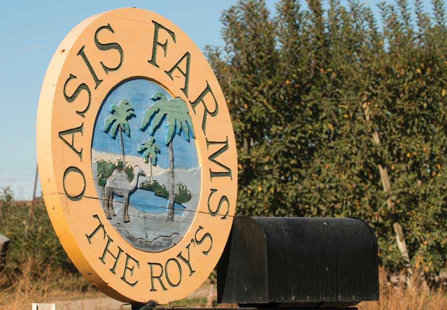 Oasis Farms company sign outside of their new office in Prosser, Washington. (TJ Mullinax/Good Fruit Grower)