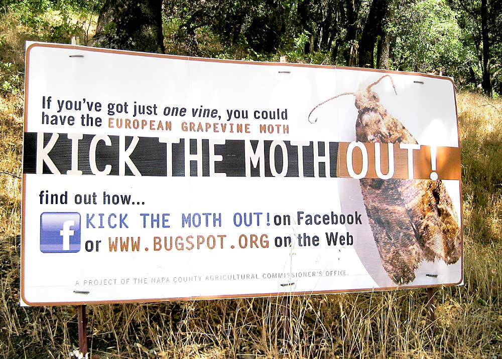 Communication is part of successful eradication programs. For the European grapevine moth, that included billboards and online information, as well as meetings with community officials and the public. (Courtesy University of California Agriculture and Natural Resources)