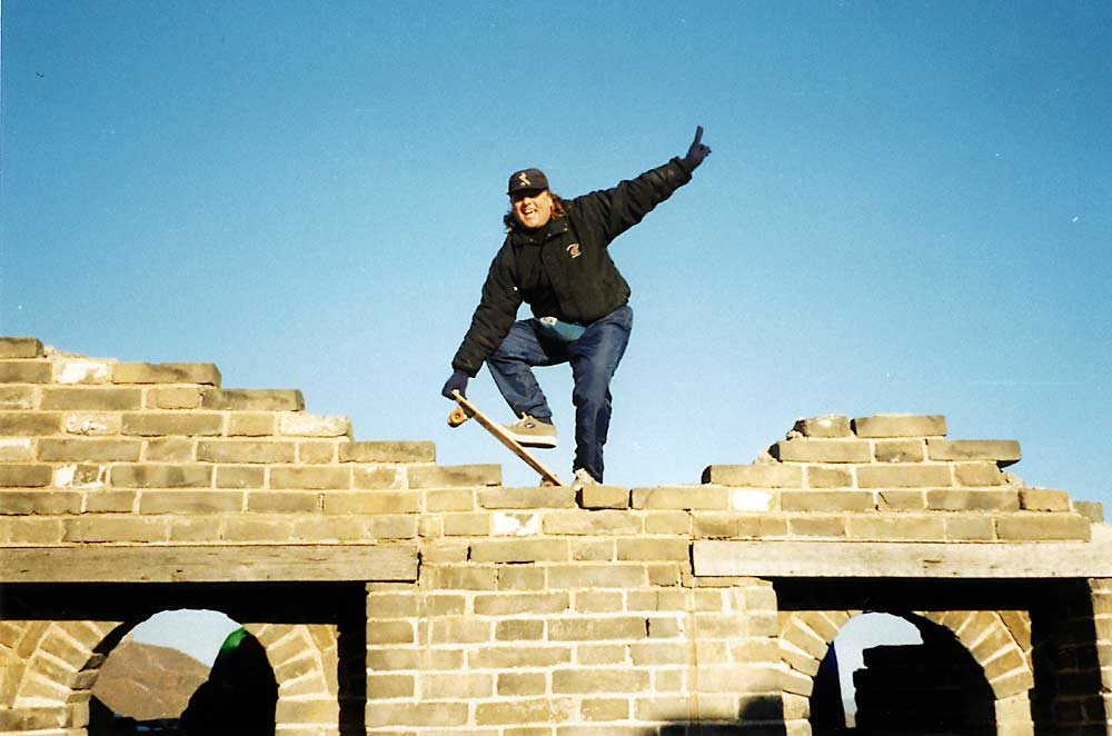 Craver traveled to China in 1997 with Washington’s AgForestry Leadership class to learn more about the country’s apple industry, and evidently to skateboard on the Great Wall of China. (Courtesy Dain Craver)