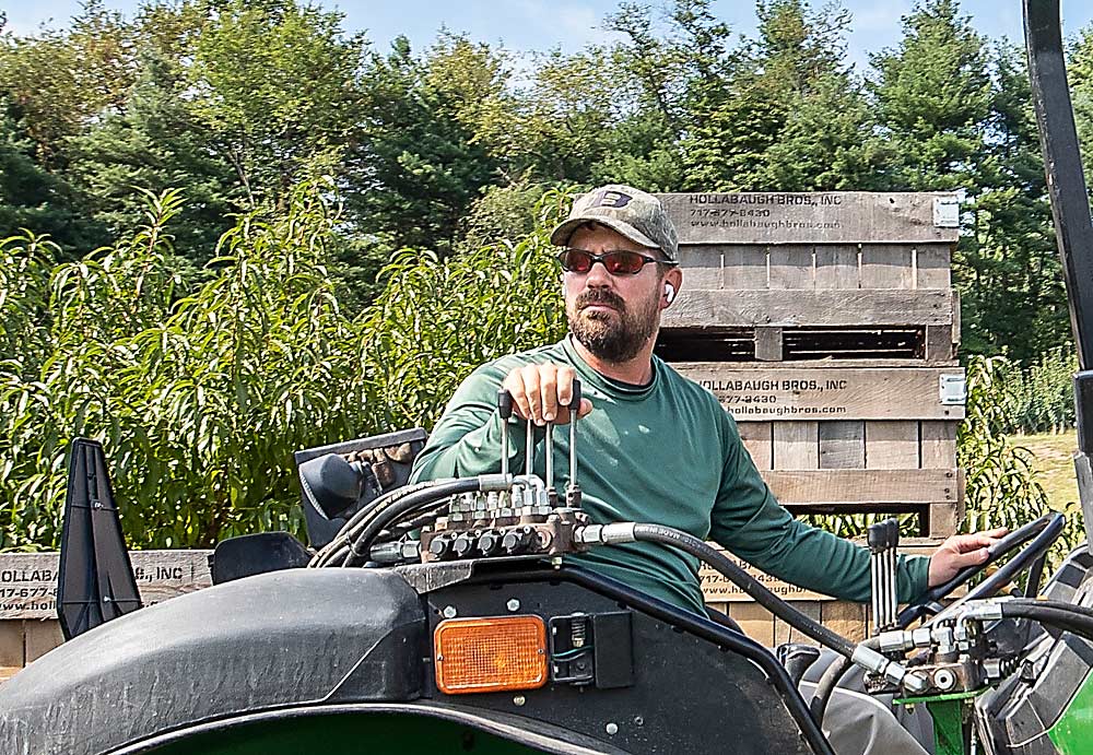 Bruce Hollabaugh on the farm during pear harvest at Hollabaugh Bros. near Biglerville, Pennsylvania, last September. (TJ Mullinax/Good Fruit Grower)