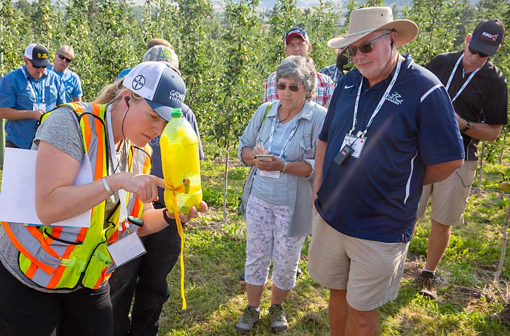 After forming the partnership with Iniguez and Woodworth, Farrow said he had to find ways to keep himself busy off the farm and out of their way, so he took on a leadership role at the International Fruit Tree Association, such as this summer tour in British Columbia in 2018. (TJ Mullinax/Good Fruit Grower)