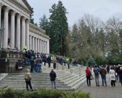 An estimated 200 people gathered at the state Capitol in Olympia on Jan. 25 in support of a seasonal exemption for Washington’s 40-hour overtime threshold. (Courtesy wafla)