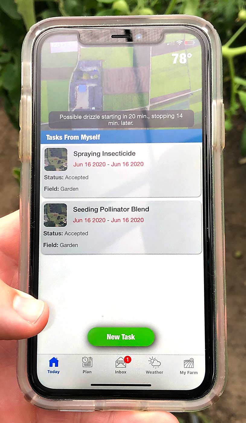 An example of a screen from Shepherd Farming, a labor app from a North Carolina-based startup. Most fruit crops have been added to the platform, according to the company’s founder. (Courtesy Shepherd Farming)