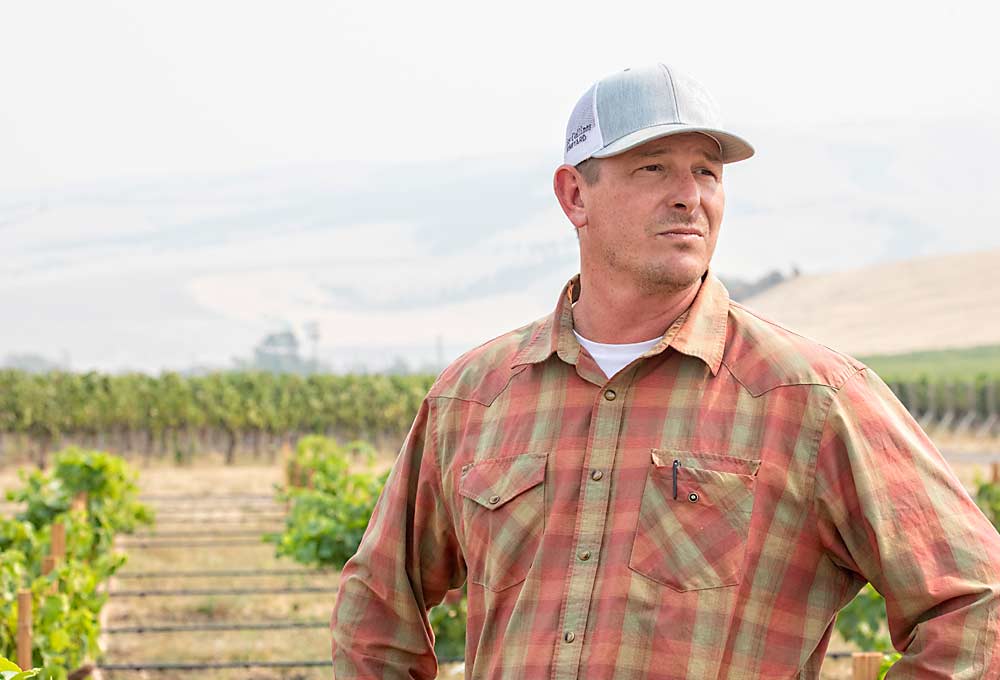 Brad Sorensen moved to Washington from California to take over managing Les Collines Vineyard. (TJ Mullinax/Good Fruit Grower)