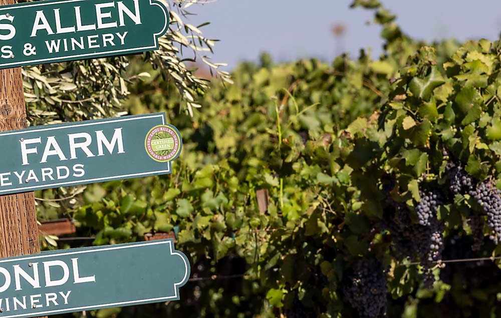 The Lodi Rules logo marks winery street signs in Lodi, California. (TJ Mullinax/Good Fruit Grower)