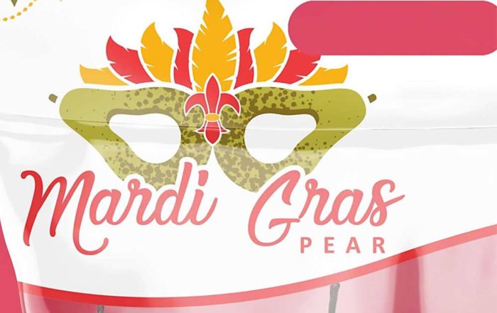 Mardi Gras pear logo