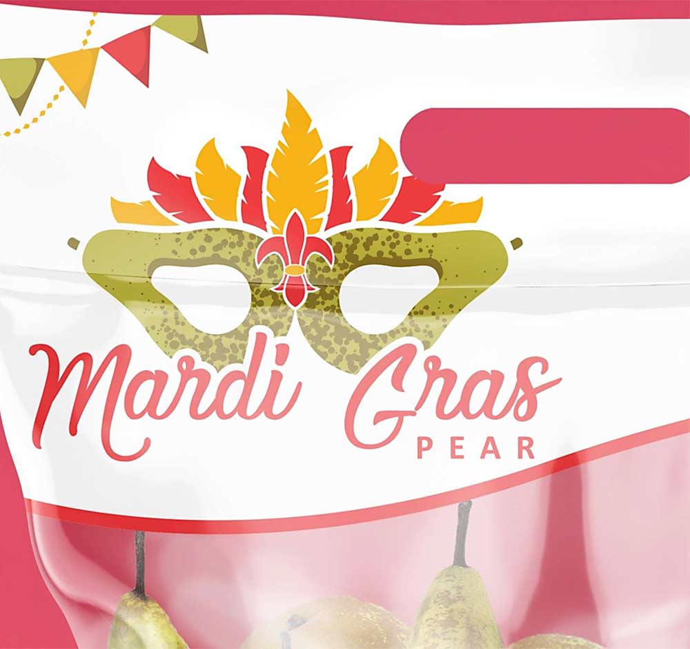 Mardi Gras pear logo