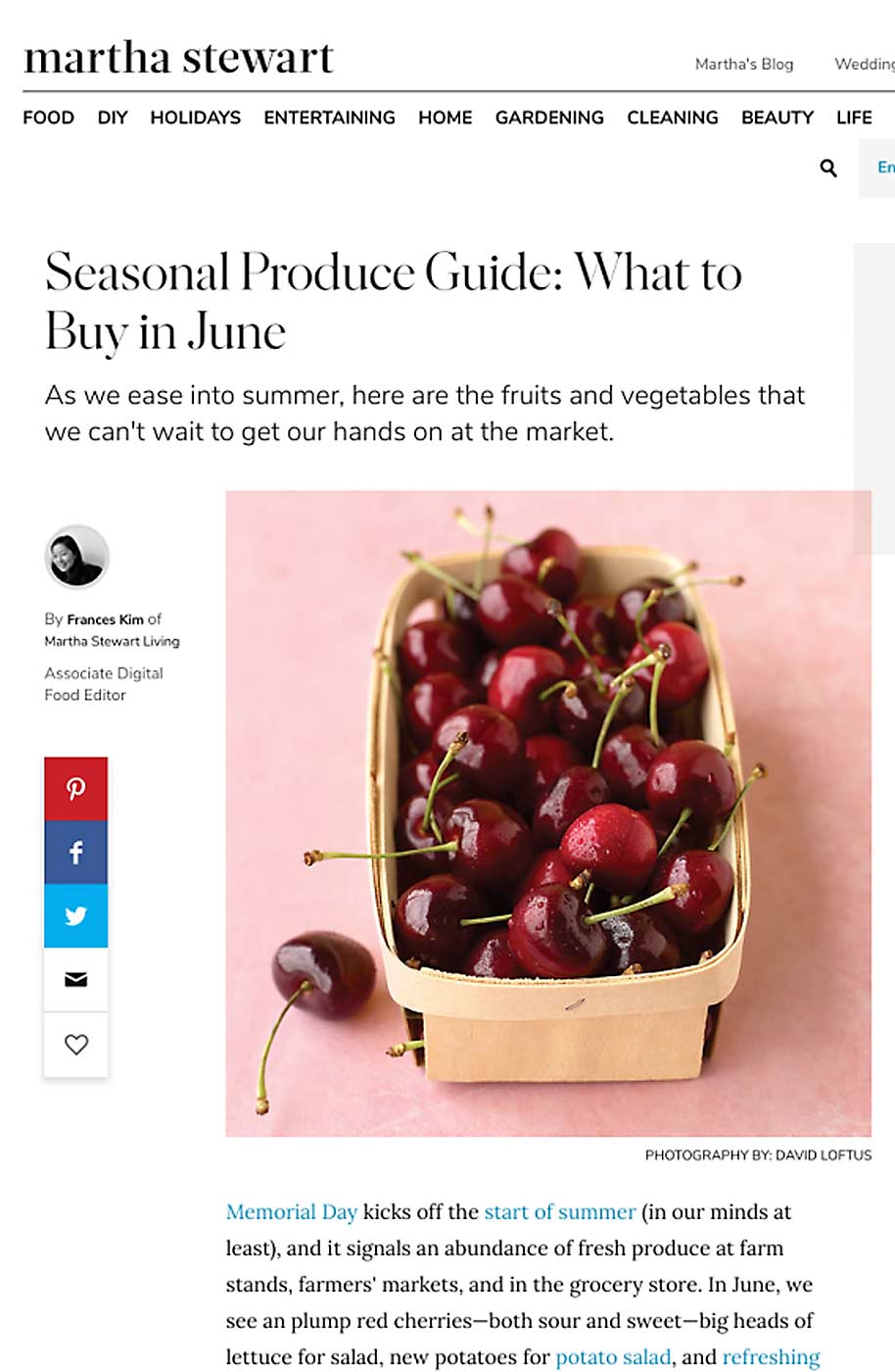 Editorial magazine coverage has been part of cherry marketers’ arsenal. That has moved online, too. (Courtesy James Michael/Northwest Cherry Growers)