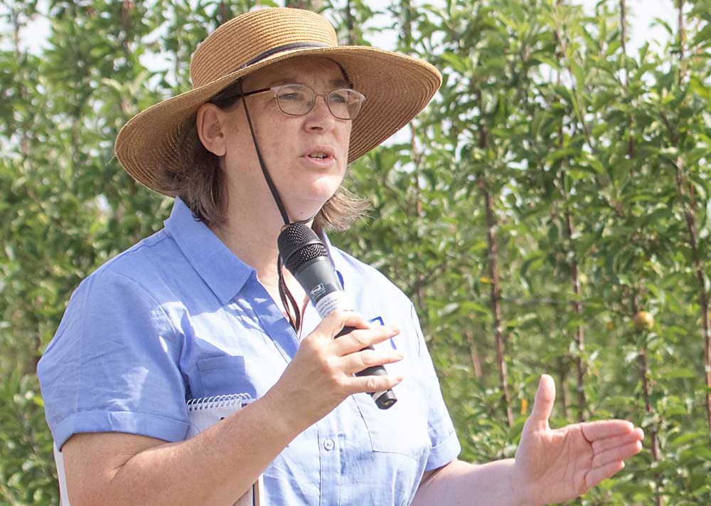 Margaret Kelly assures growers that the New York State Department of Agriculture and Markets is doing everything it can to help the region's cherry growers who were unsure if they could harvest and market their fruit in the midst of the European cherry fruit fly quarantine in 2019. (TJ Mullinax/Good Fruit Grower)