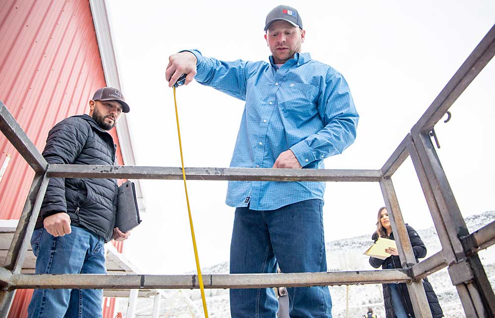 Platform railings must meet height requirements. (Ross Courtney/Good Fruit Grower)