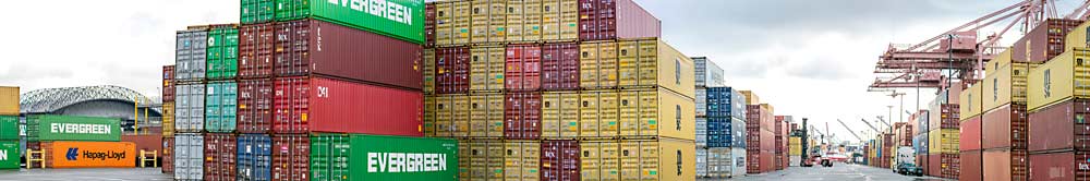 At the Port of Seattle’s Terminal 46, shipping containers wait for loading opportunities as part of a U.S. Department of Agriculture-sponsored effort to relieve the pressures of port congestion for ag exporters. But fruit exporters say they have not been using this program. (TJ Mullinax/Good Fruit Grower)