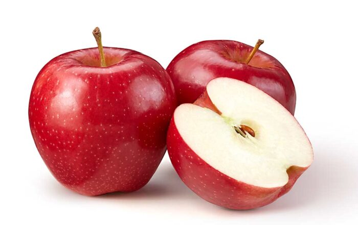 New apple variety Snowflake, bred in Canada, has rosy-red skin and white, snowflake-like lenticels. Its white flesh is juicy, crisp and sweet with a hint of tartness. (Courtesy Marketing Partners)