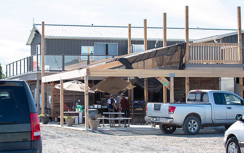 In response to the coronavirus pandemic, Blueberry Hill Berries in Wapato, Washington, is building an outdoor point-of-sale venue for customers who come for U-pick and farm-stand goods, instead of using an indoor shopping area. (TJ Mullinax/Good Fruit Grower)