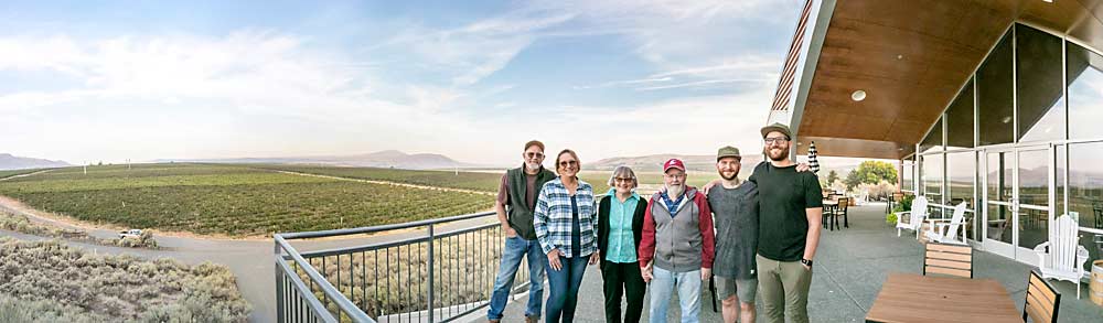 The Williams family has deep roots on Red Mountain in southeast Washington, where they planted the first grapes in 1975. From left: Scott, Vicky, Ann, John, Tyler and JJ. (TJ Mullinax/Good Fruit Grower)