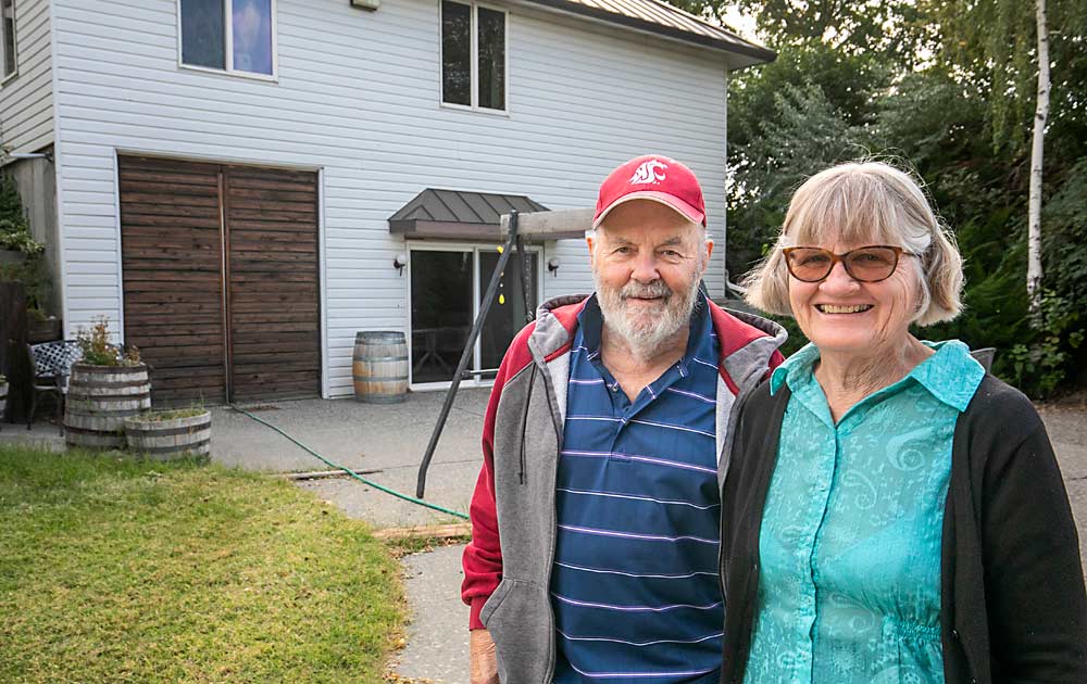 John and Ann Williams moved to Red Mountain in 1983 and constructed Kiona Vineyards’ original tasting room and bottling area in their basement — note the doors built with enough height for pallets of wine barrels. (TJ Mullinax/Good Fruit Grower)