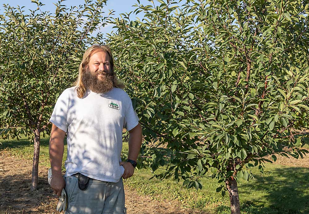 Skipp Robertson, a fifth-generation fruit grower in Door County, took over the family orchard in 2020. He grows about 20 acres of fruit, split between apples and cherries. Most of his tart cherries are sold U-pick, a tradition that’s fairly unusual to the region. (Matt Milkovich/Good Fruit Grower)