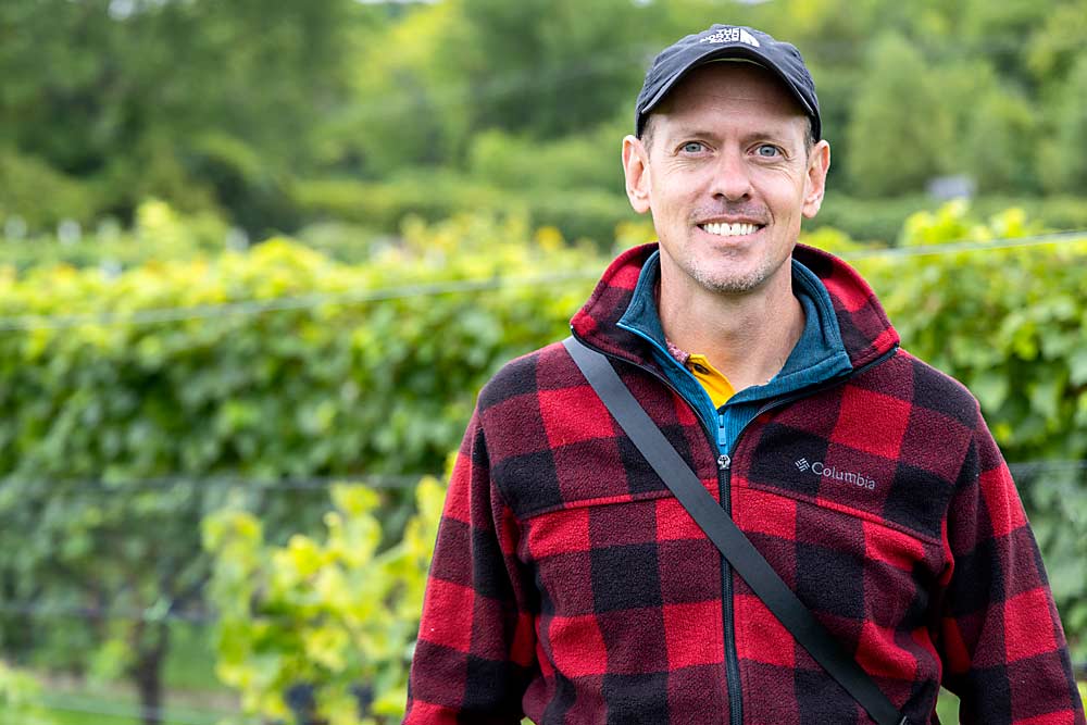 Matt Clark at the University of Minnesota’s Horticultural Research Center in Excelsior last September. Clark, leader of UMN’s grape breeding and enology project, said the center contains more than 11,000 experimental grapevines. (Matt Milkovich/Good Fruit Grower)