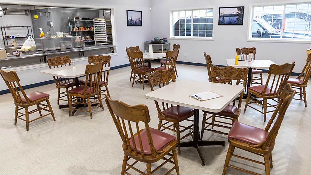 The kitchen and mess hall at Sacia Orchards in Galesville, Wisconsin, last September, a few days before H-2A workers arrived for harvest. Through the program, the orchard also hires one or two cooks who prepare three meals a day for the other guest workers. (Matt Milkovich/Good Fruit Grower)