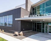Final preparations are made on May 4, 2015 to complete and open the new Washington State University Wine Science Center in Richland, Washington. The center, located near the Tri-Cities campus of WSU, will be a hub for the Washington wine industry and bring together researchers, students, and industry members. (TJ Mullinax/Good Fruit Grower)